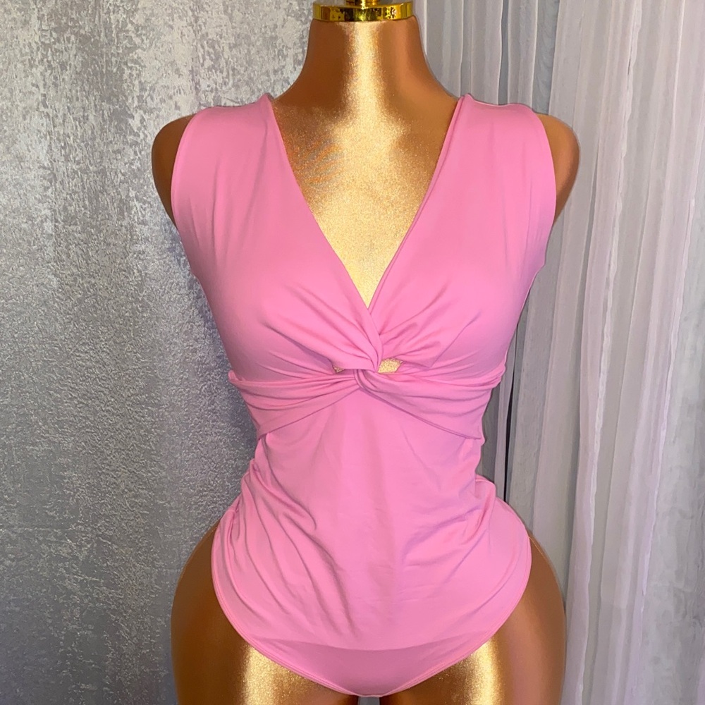 Pink Sleeveless Slim  Bodysuit